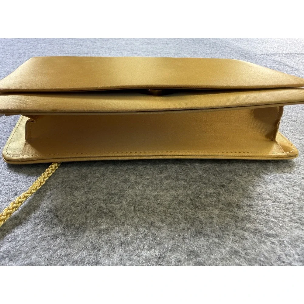 Unbranded Satin‎ Evening Clutch Bag Womens OS Gold Yellow Braided Strap Mirror